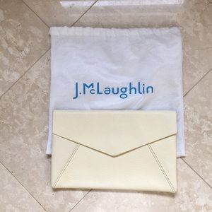 NEW, NEVER USED WHITE LEATHER CLUTCH BAG